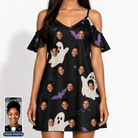 Women's Boo Bats Custom Face Off-Shoulder Dress
