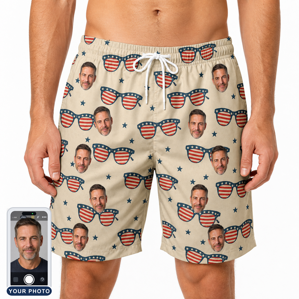 Men's Indie Optics Custom Face Beach Shorts
