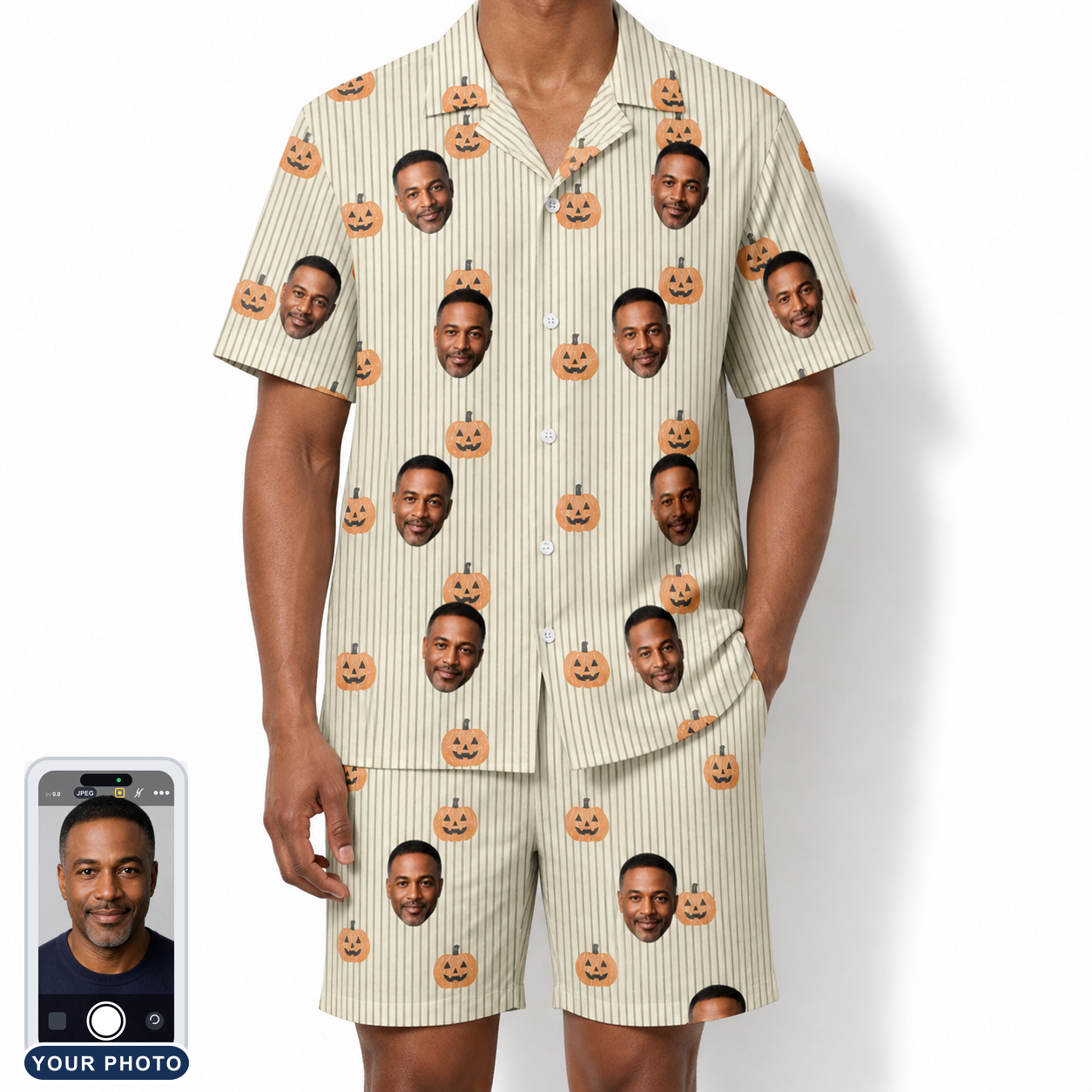 Men's Fiery Fiends Custom Face Shirt & Shorts Set