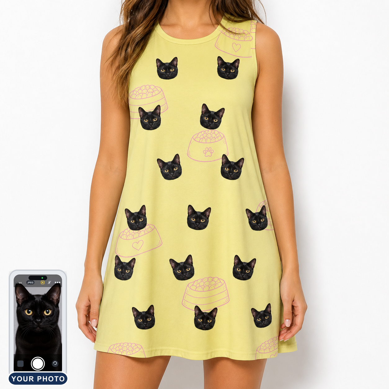 Women's Whisker Buffet Custom Cat Face Tank Dress