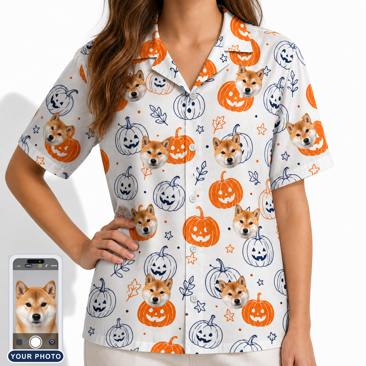 Women's Jack O'Jitters Custom Dog Face Hawaiian Shirt