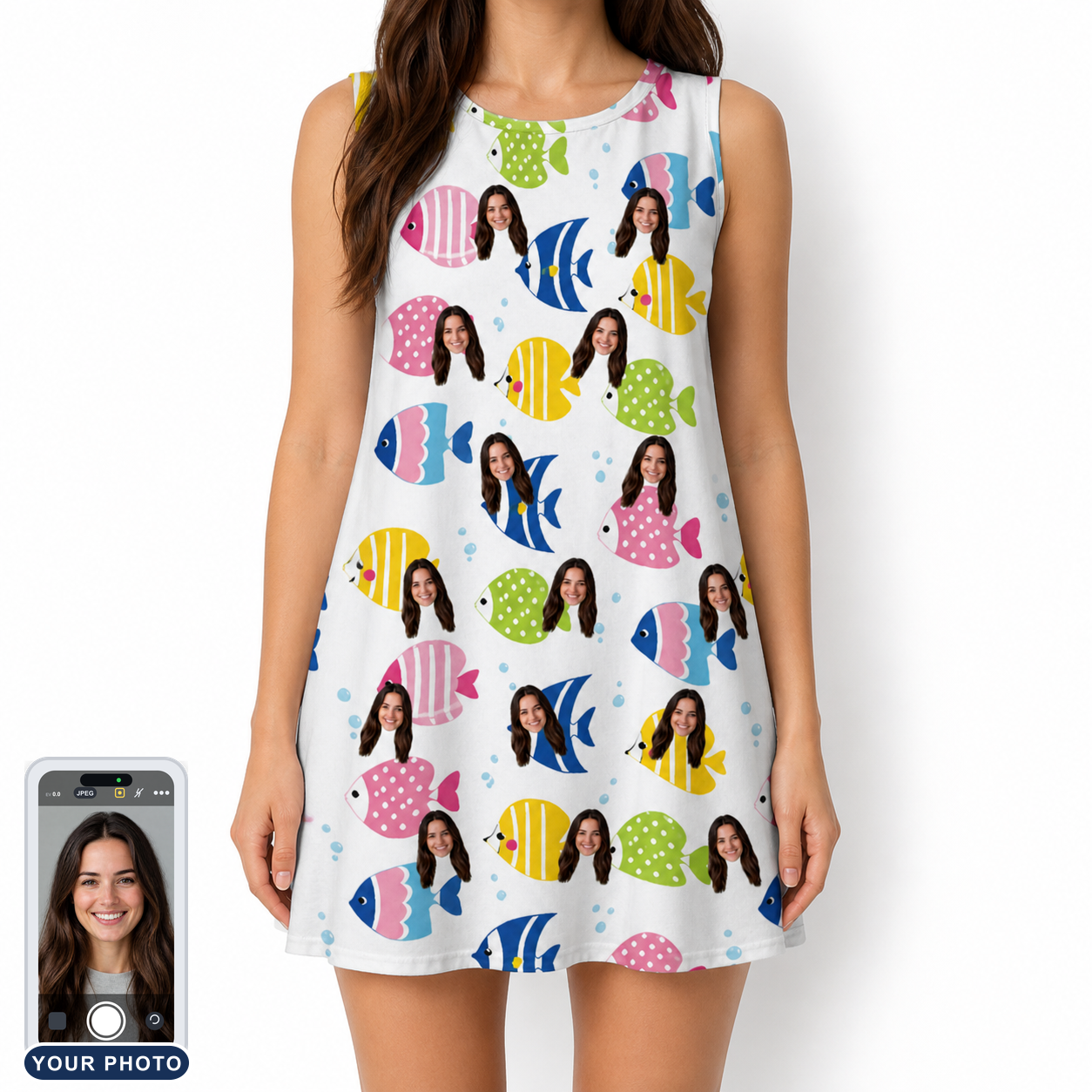 Women's Guppy Gyrations Custom Face Tank Dress