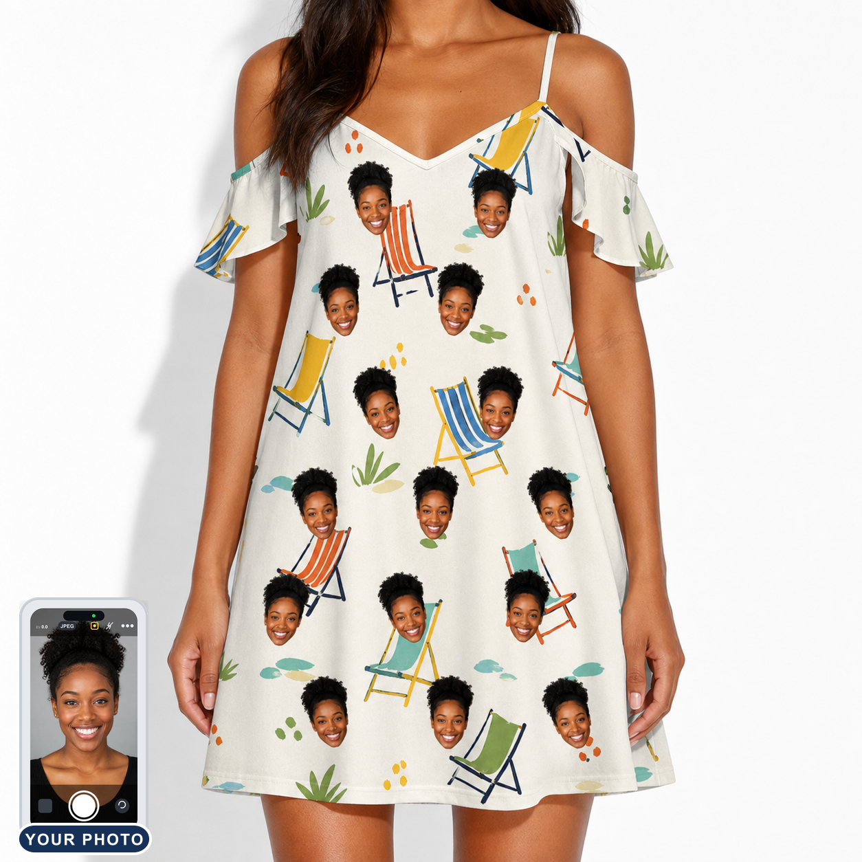 Women's Seaside Sitters Custom Face Off-Shoulder Dress