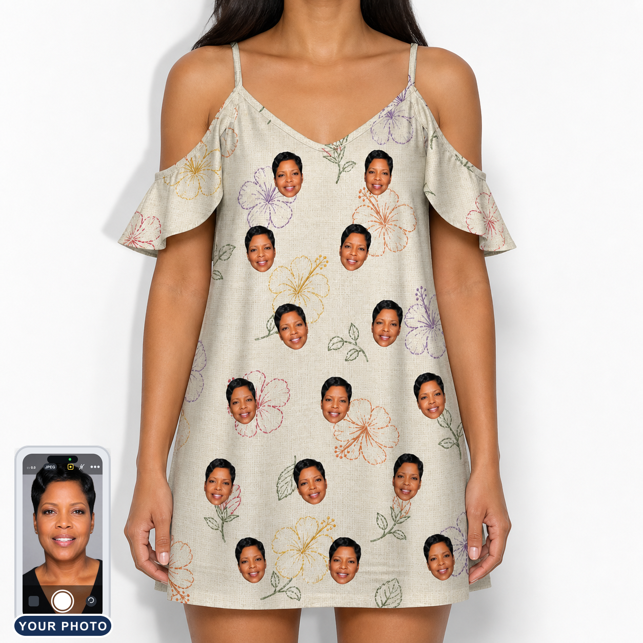 Women's Crimson Calyx Custom Face Off-Shoulder Dress