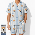 Men's Pup Pendants Custom Dog Face Shirt & Shorts Set