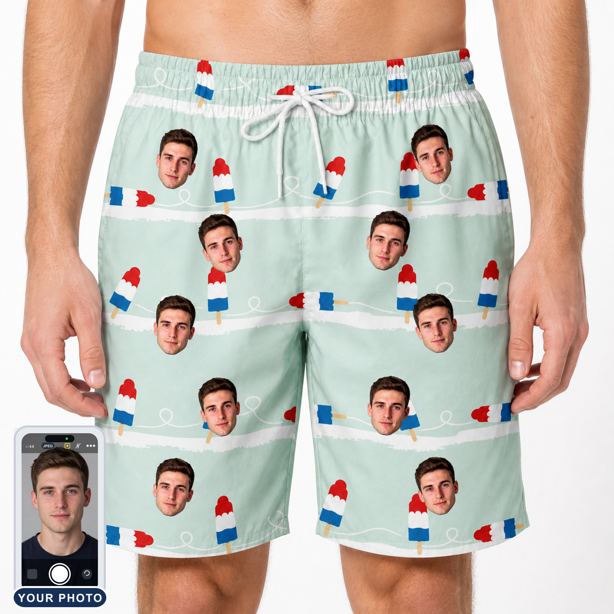 Men's Independence Icicles Custom Face Beach Shorts