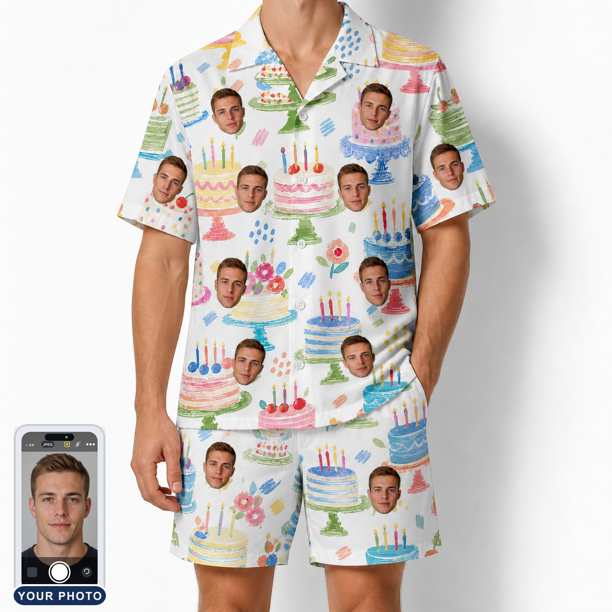Men's Longevity Layers Custom Face Shirt & Shorts Set