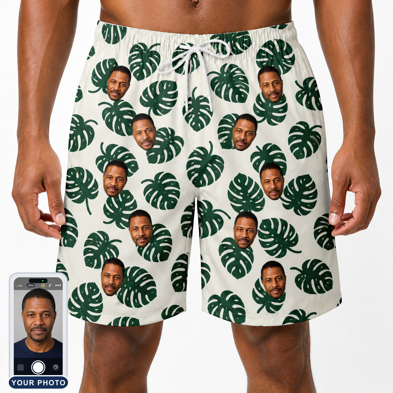 Men's Verdant Vacation Custom Face Beach Shorts