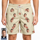 Men's Poinsettia Pop Custom Face Beach Shorts