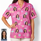 Women's Fuchsia Flock Custom Face Hawaiian Shirt