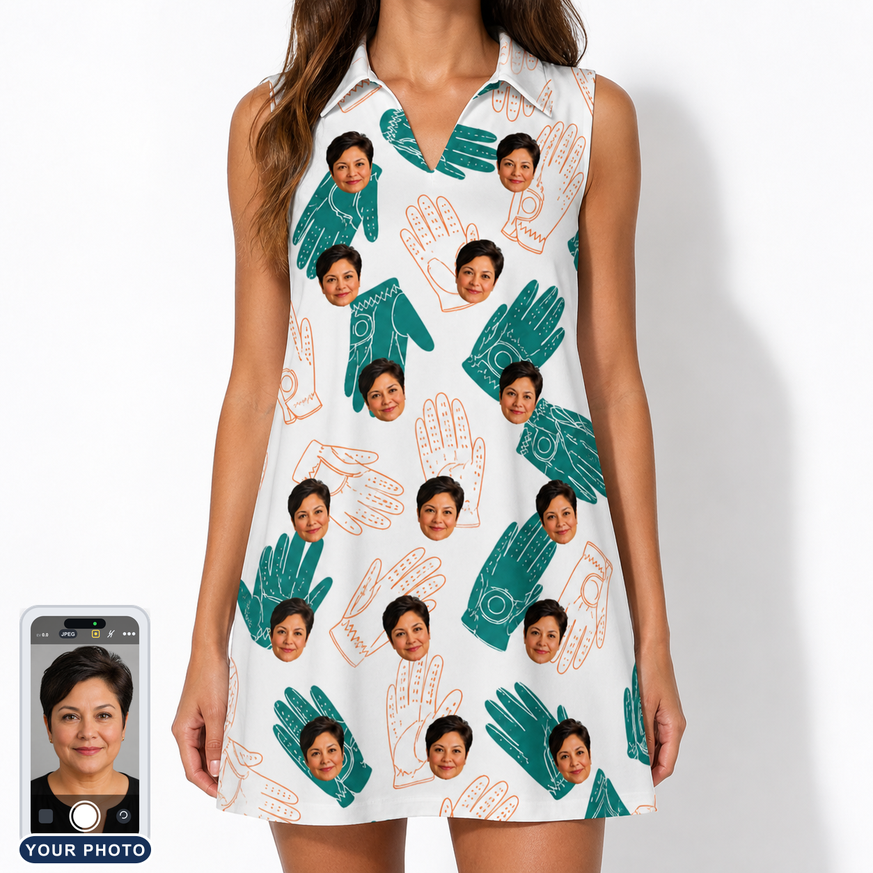 Women's Handicap Hilarity Custom Face V-Neck Dress