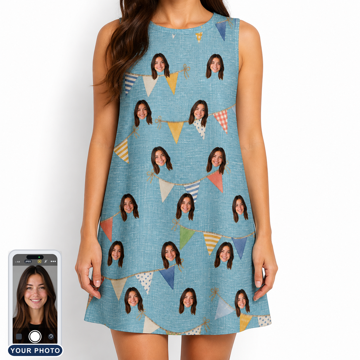 Women's Birthday Bunting Custom Face Tank Dress