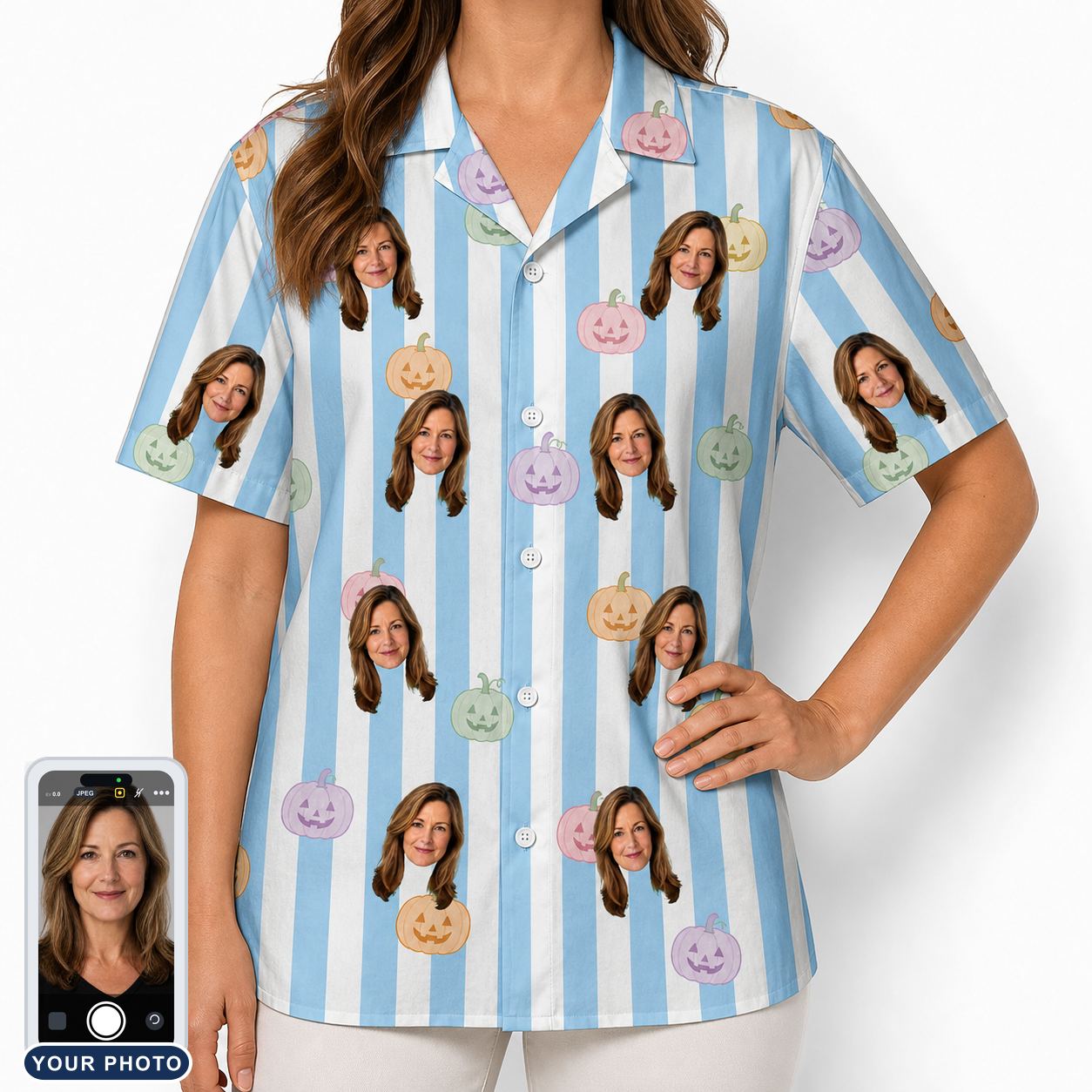 Women's Harvest Haunters Custom Face Hawaiian Shirt