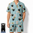 Men's Cane Carousel Custom Cat Face Shirt & Shorts Set