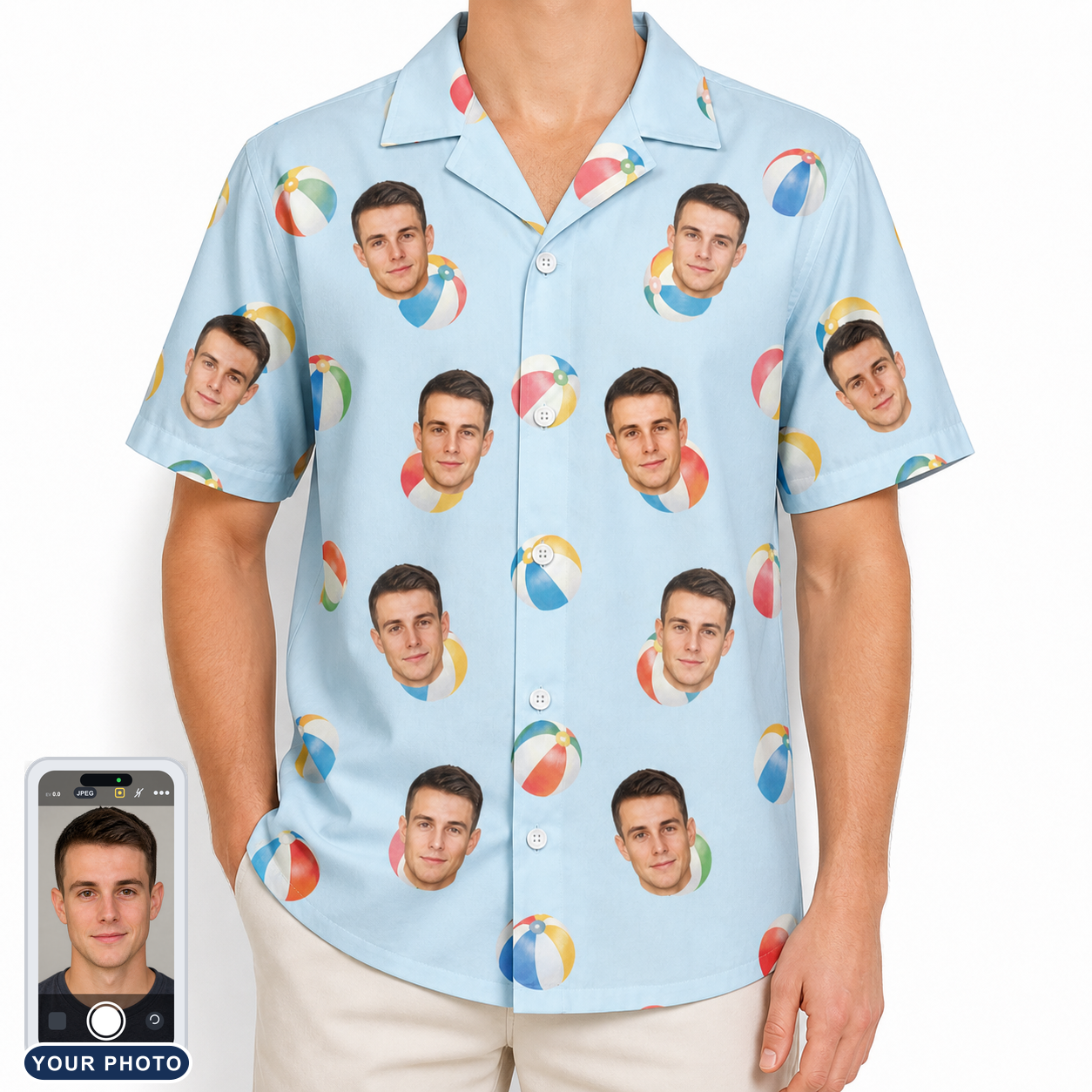 Men's Family Floaties Custom Face Hawaiian Shirt