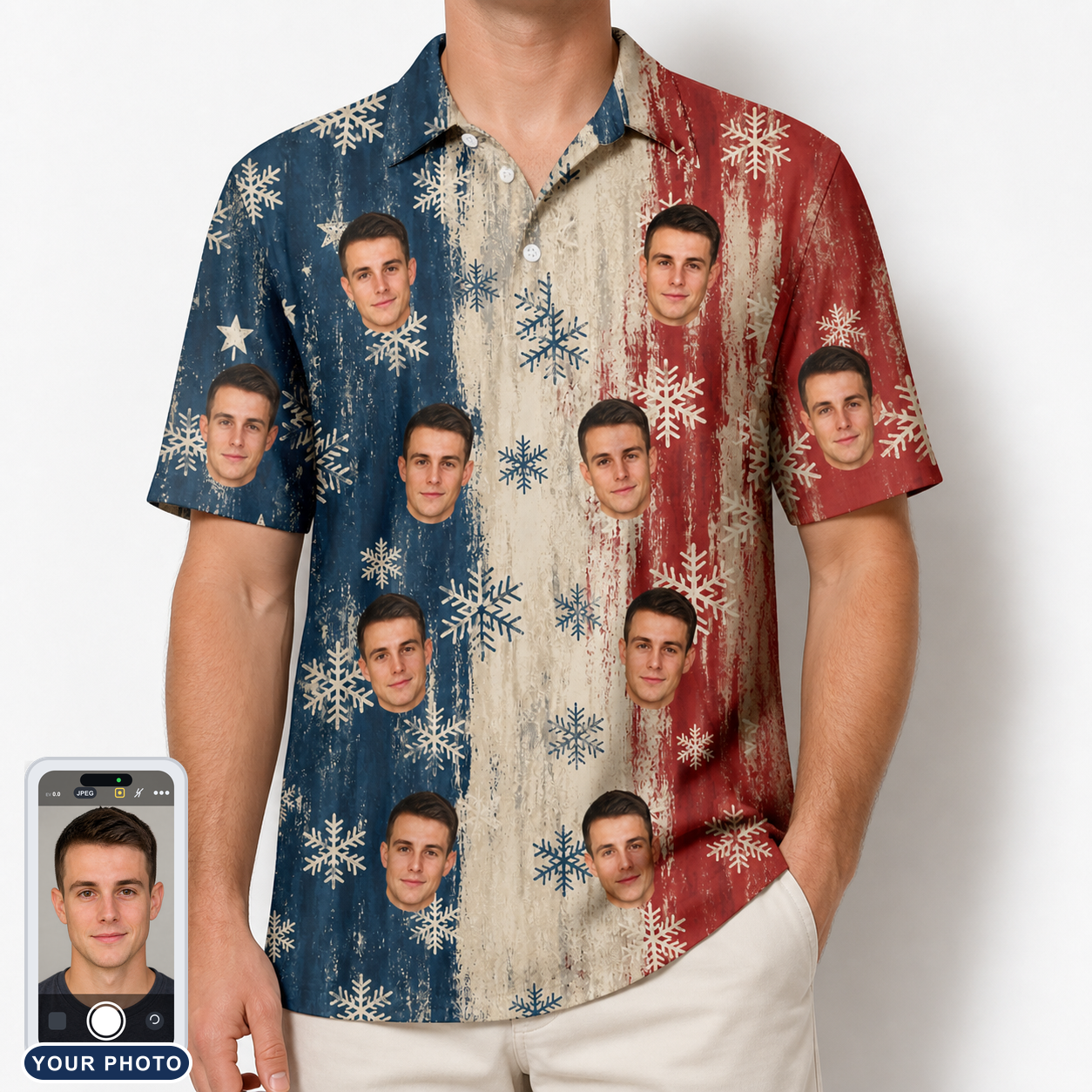 Men's Crystal Cascade Custom Face Polo Shirt