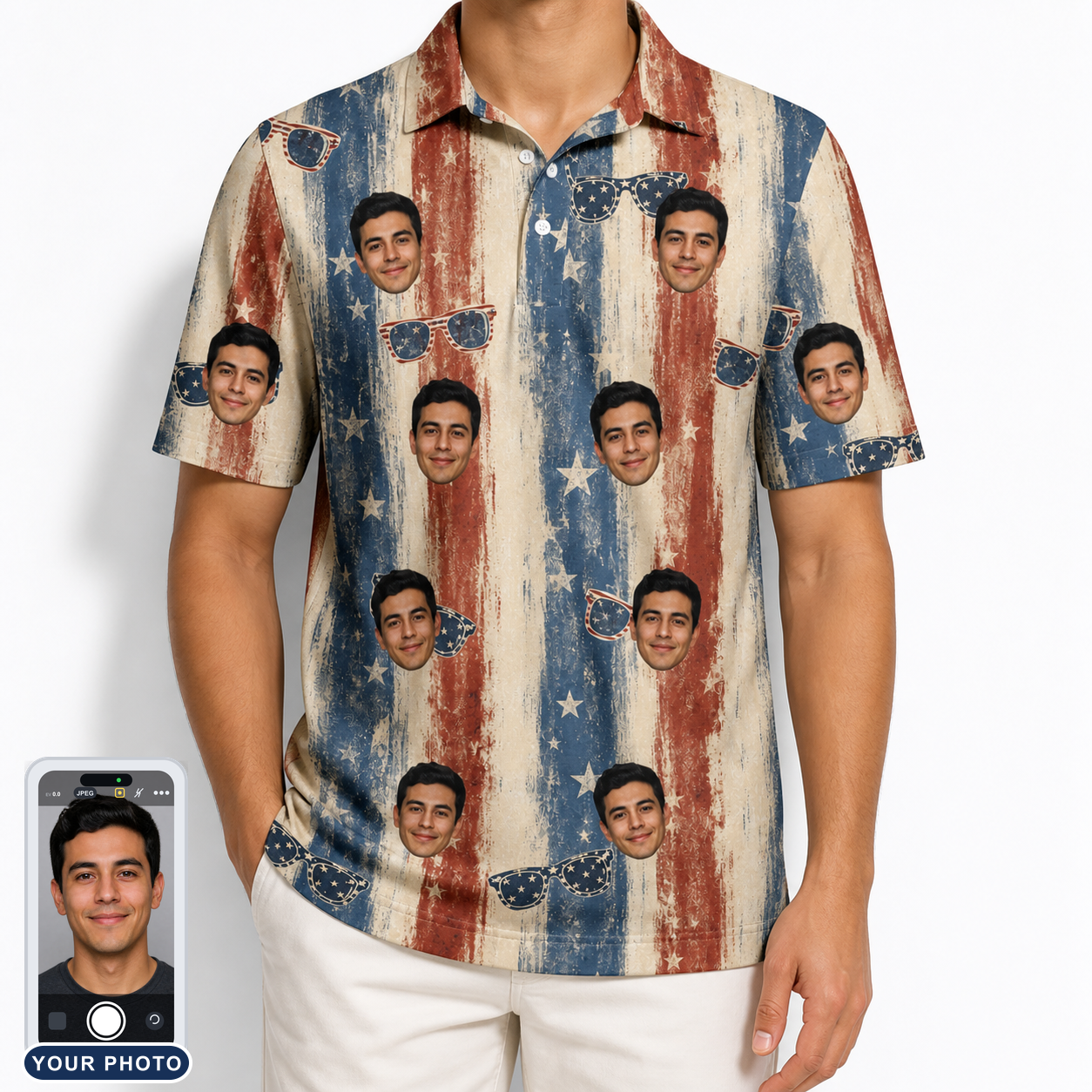 Men's Glam Goggles Custom Face Polo Shirt