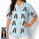 Women's Chrome Fronds Custom Face Hawaiian Shirt