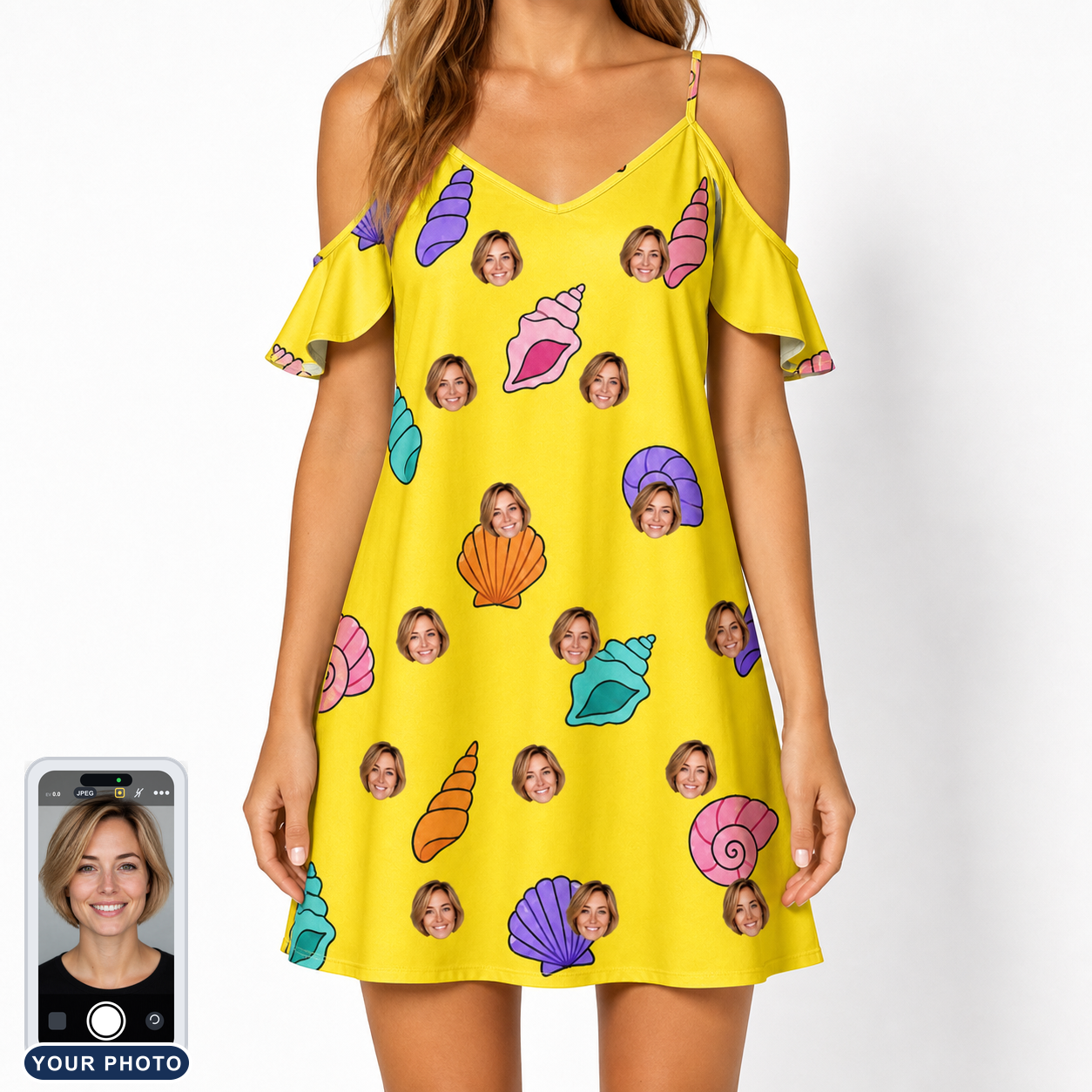 Women's Nacre Nonsense Custom Face Off-Shoulder Dress