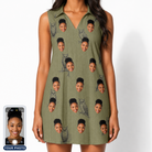 Women's Owloween Custom Face V-Neck Dress