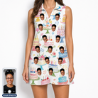 Women's Longevity Layers Custom Face V-Neck Dress