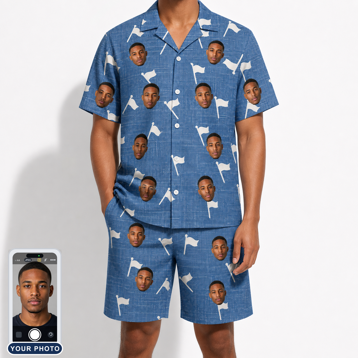 Men's Flagstick Fanatics Custom Face Shirt & Shorts Set