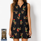 Women's Stocking Stuffer Custom Cat Face V-Neck Dress