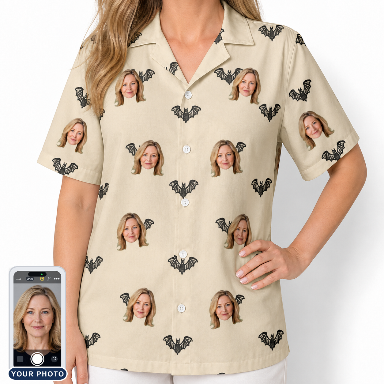 Women's Winged Whispers Custom Face Hawaiian Shirt