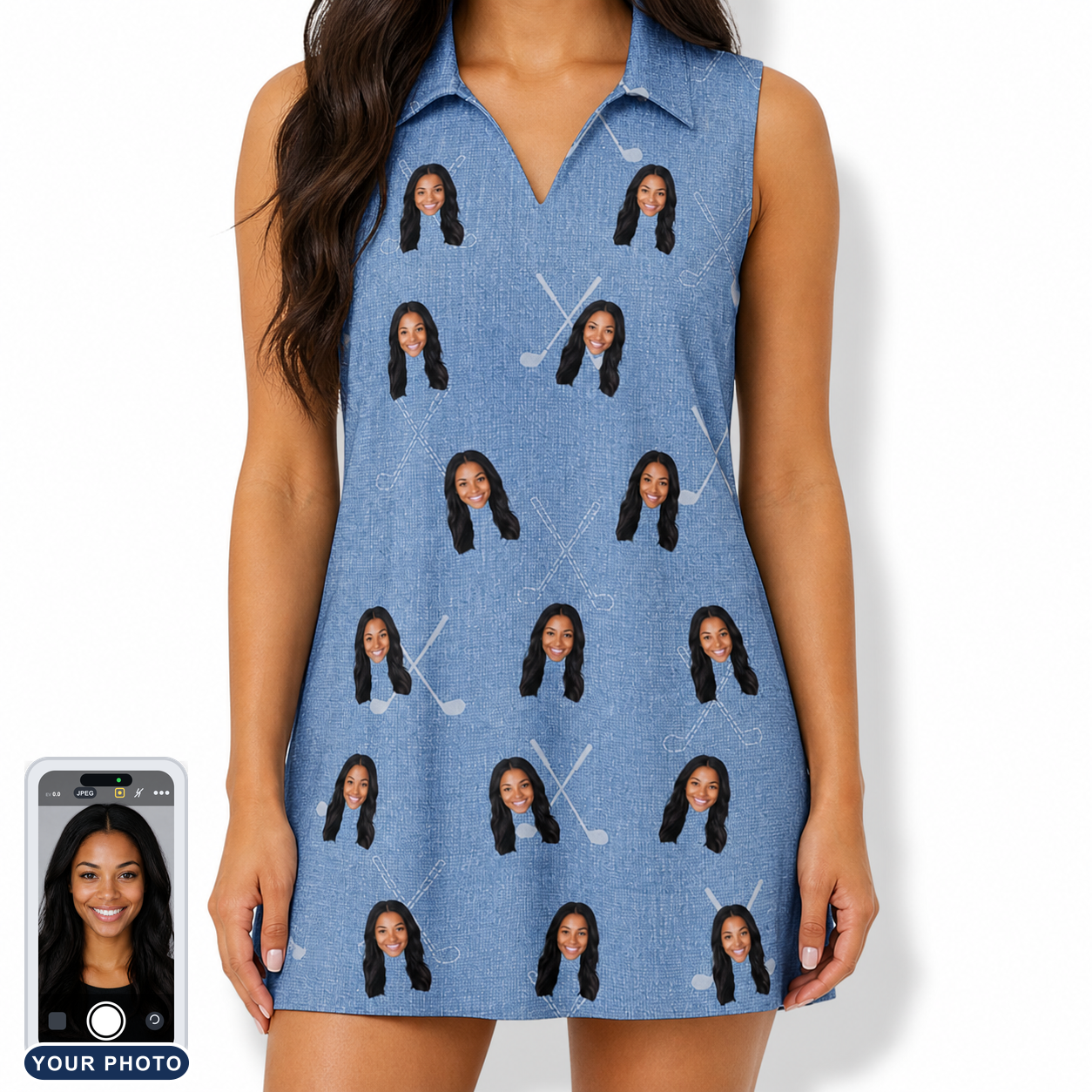 Women's Clubhouse Crossfire Custom Face V-Neck Dress