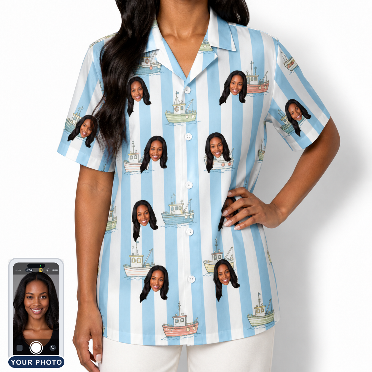 Women's Dockside Drifters Custom Face Hawaiian Shirt