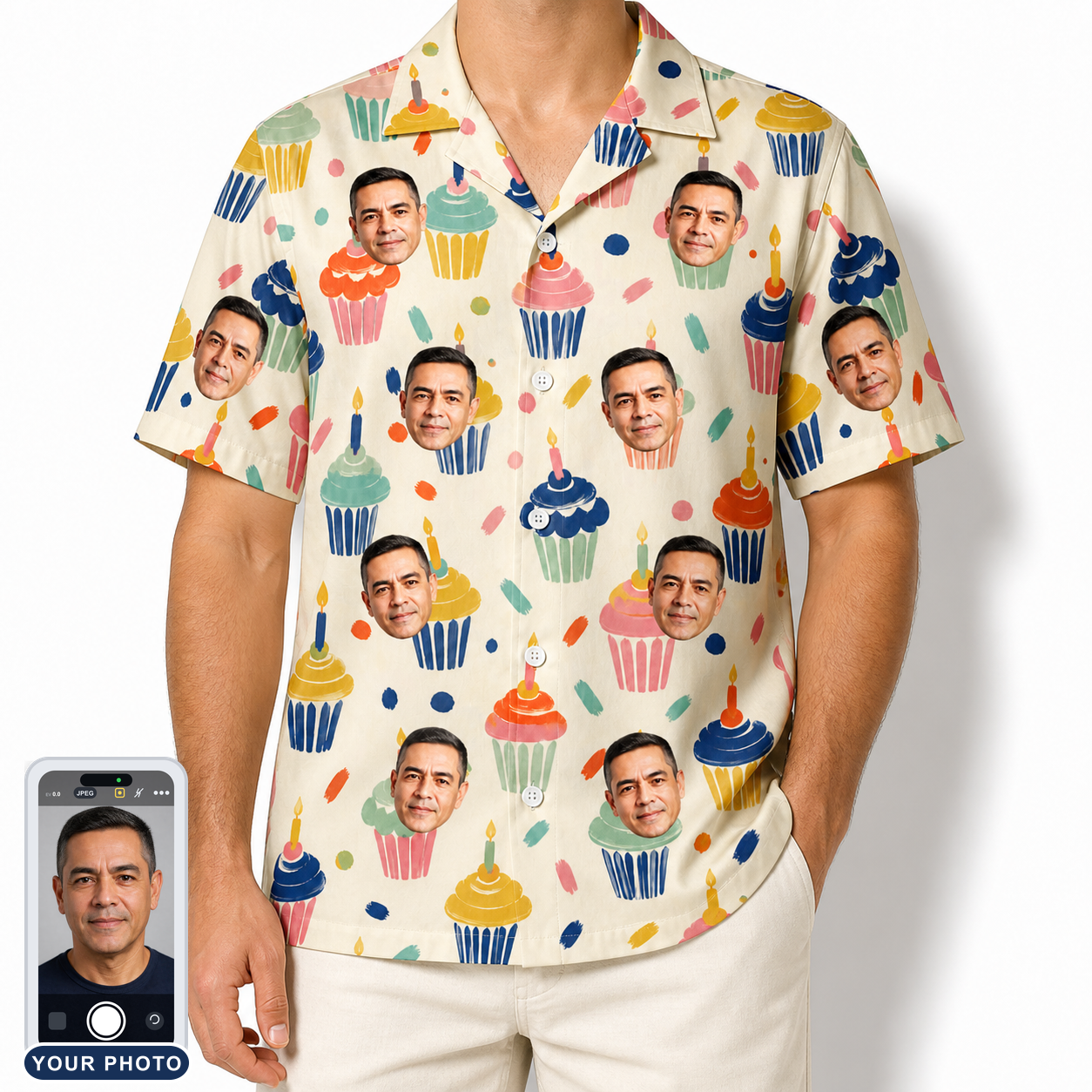 Men's Sweet Stackers Custom Face Hawaiian Shirt