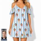 Women's Skyburst Salute Custom Face Off-Shoulder Dress