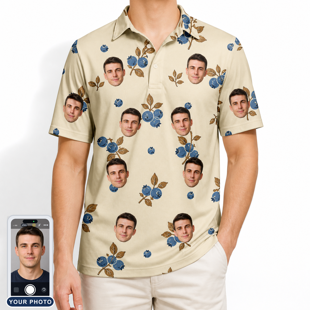 Men's Cobalt Cobblers Custom Face Polo Shirt