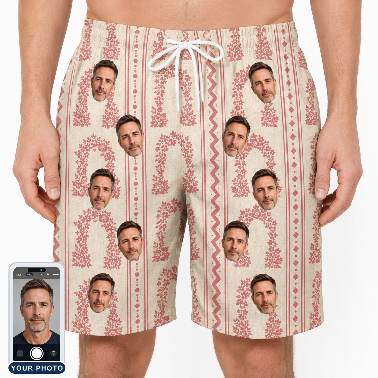 Men's Beach Bouquet Custom Face Beach Shorts