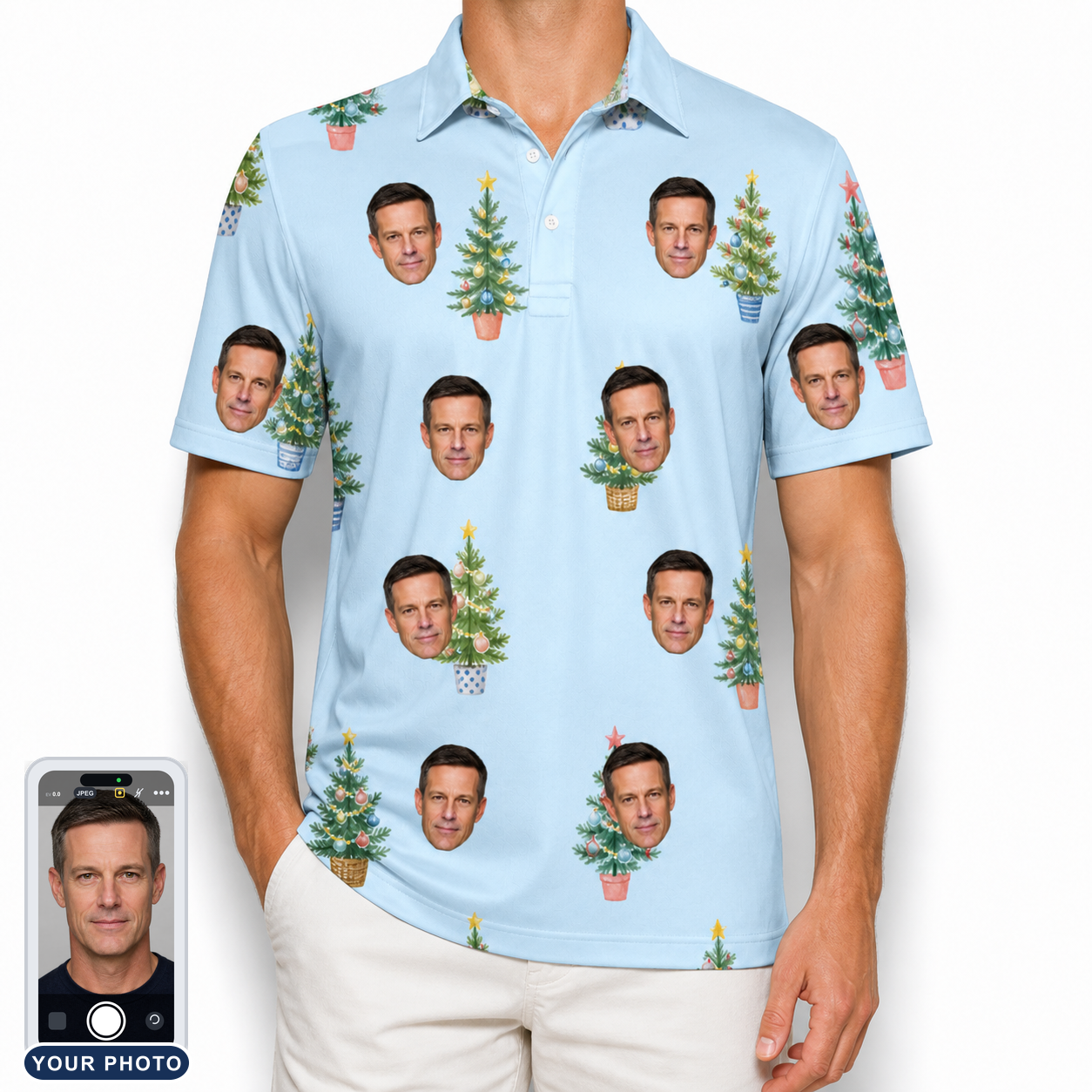 Men's Spruce Spectacle Custom Face Polo Shirt