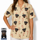 Women's Minty Mistletoe Custom Dog Face Hawaiian Shirt