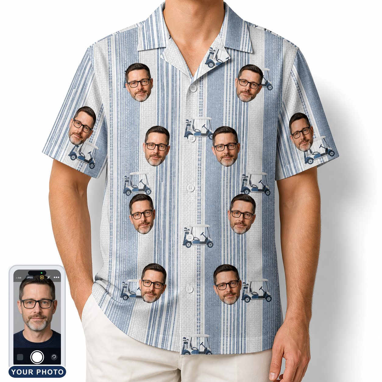 Men's Foreward Motion Custom Face Hawaiian Shirt
