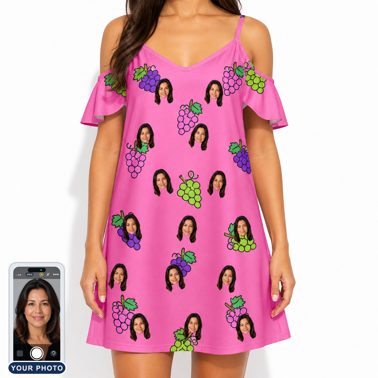Women's Grape Escape Custom Face Off-Shoulder Dress