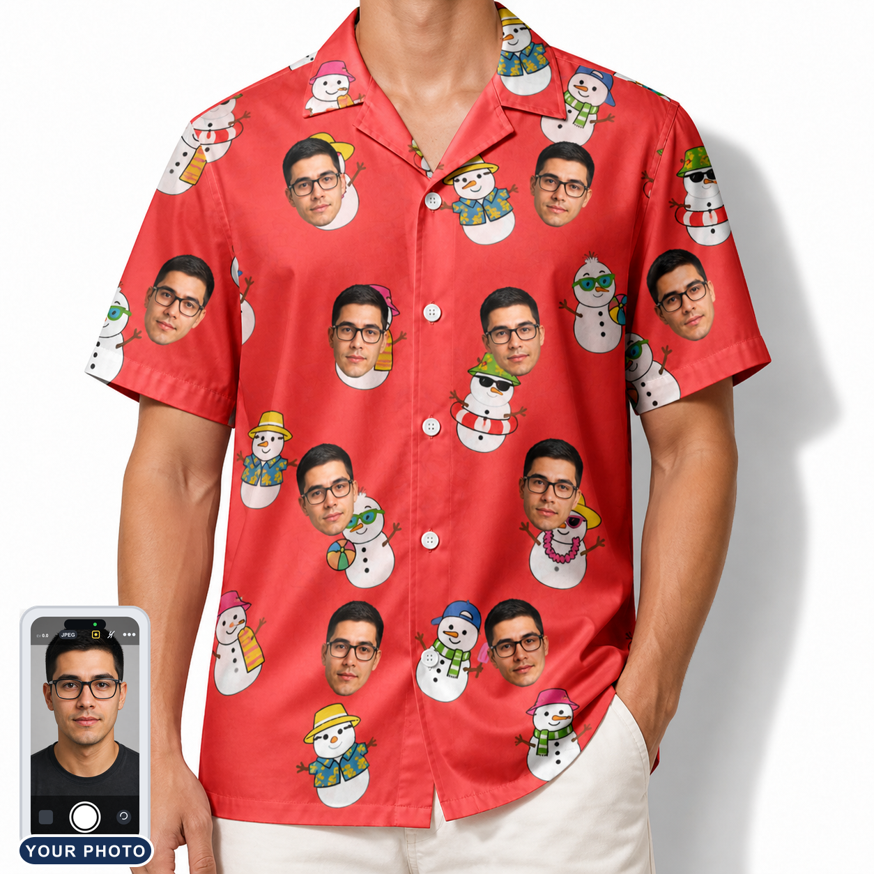 Men's Polar Pantomime Custom Face Hawaiian Shirt