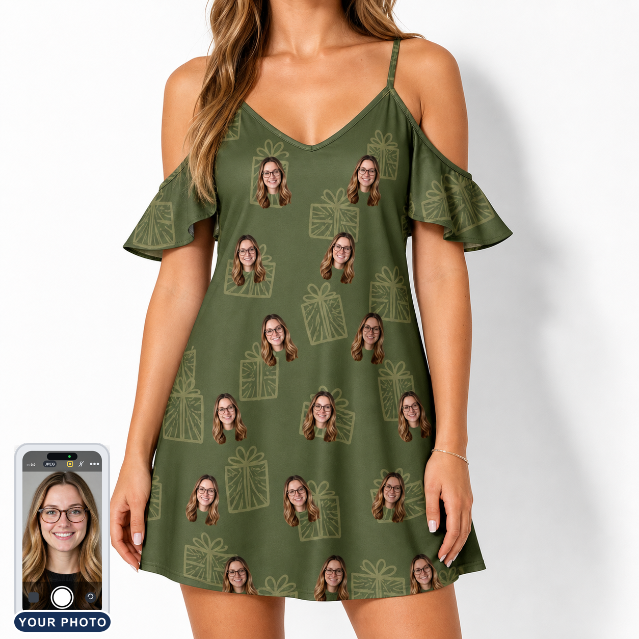 Women's Parcel Pizzazz Custom Face Off-Shoulder Dress