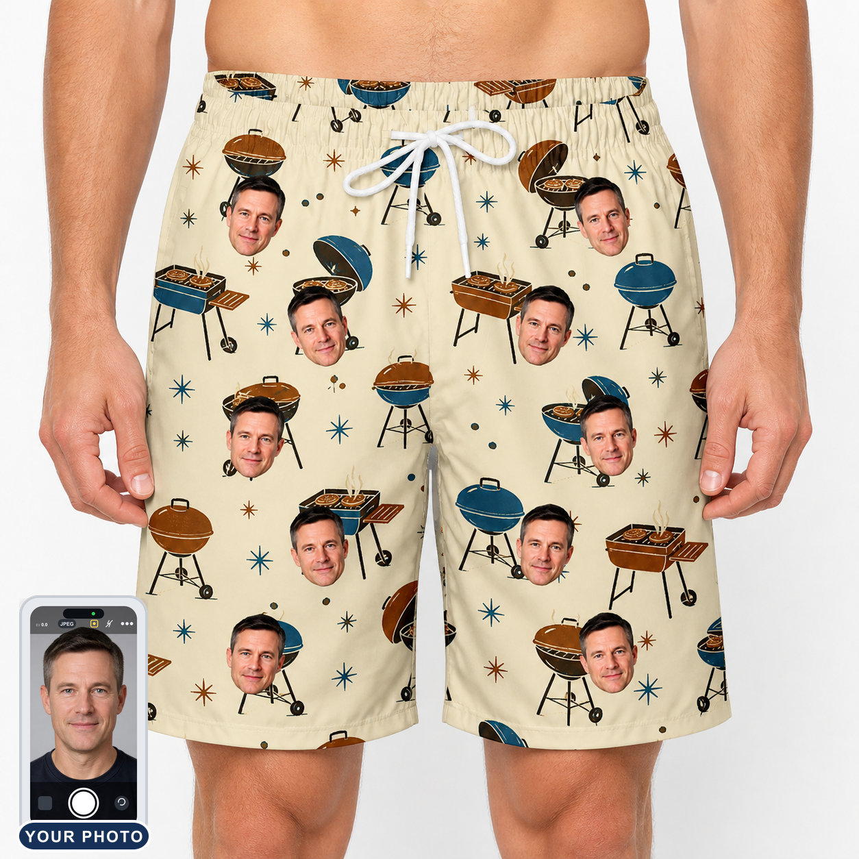 Men's Sovereign Sizzle Custom Face Beach Shorts
