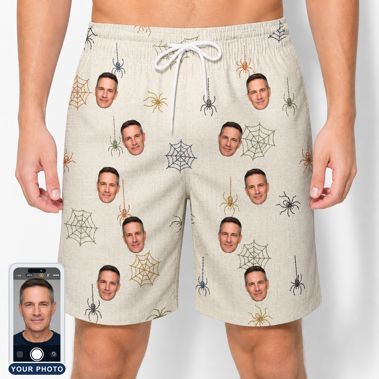 Men's Gossamer Ghouls Custom Face Beach Shorts