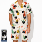 Men's Sleigh Bells Custom Cat Face Shirt & Shorts Set