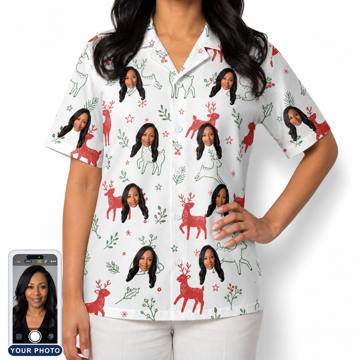 Women's Rudolph Ruckus Custom Face Hawaiian Shirt