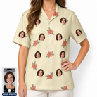 Women's Poinsettia Pop Custom Face Hawaiian Shirt