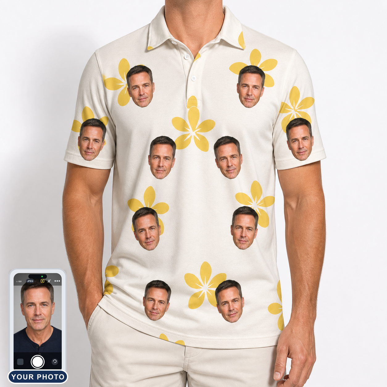 Men's Island Incense Custom Face Polo Shirt