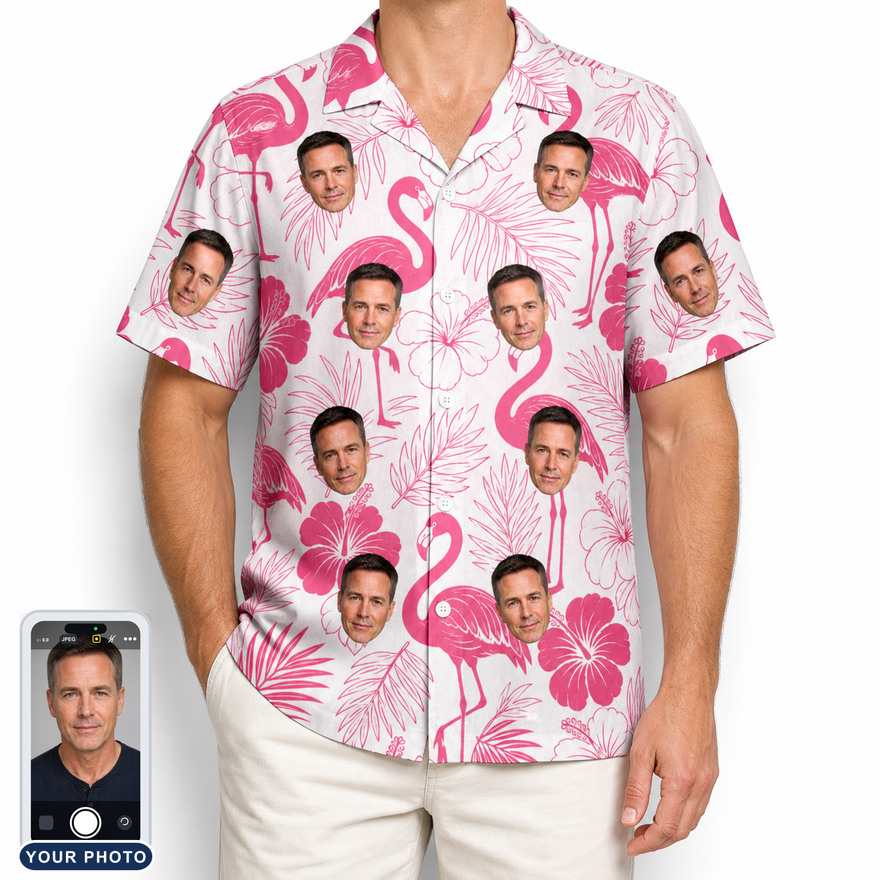 Men's Rosy Waders Custom Face Hawaiian Shirt