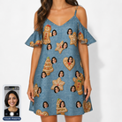 Women's Cinnamon Capers Custom Face Off-Shoulder Dress