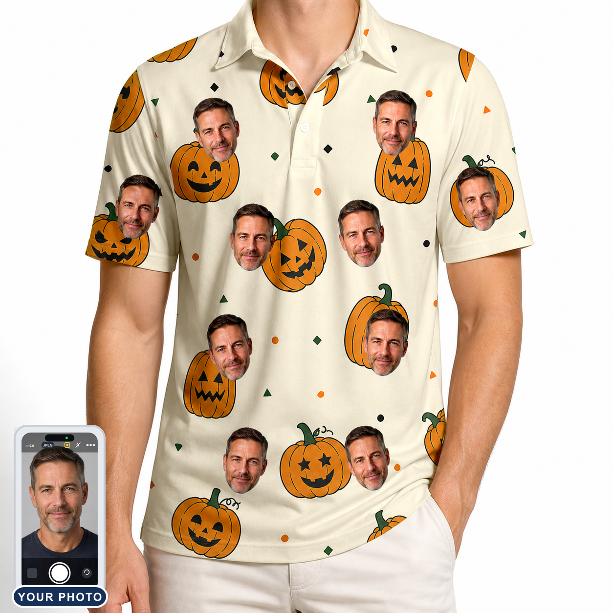 Men's Ember Eyes Custom Face Polo Shirt