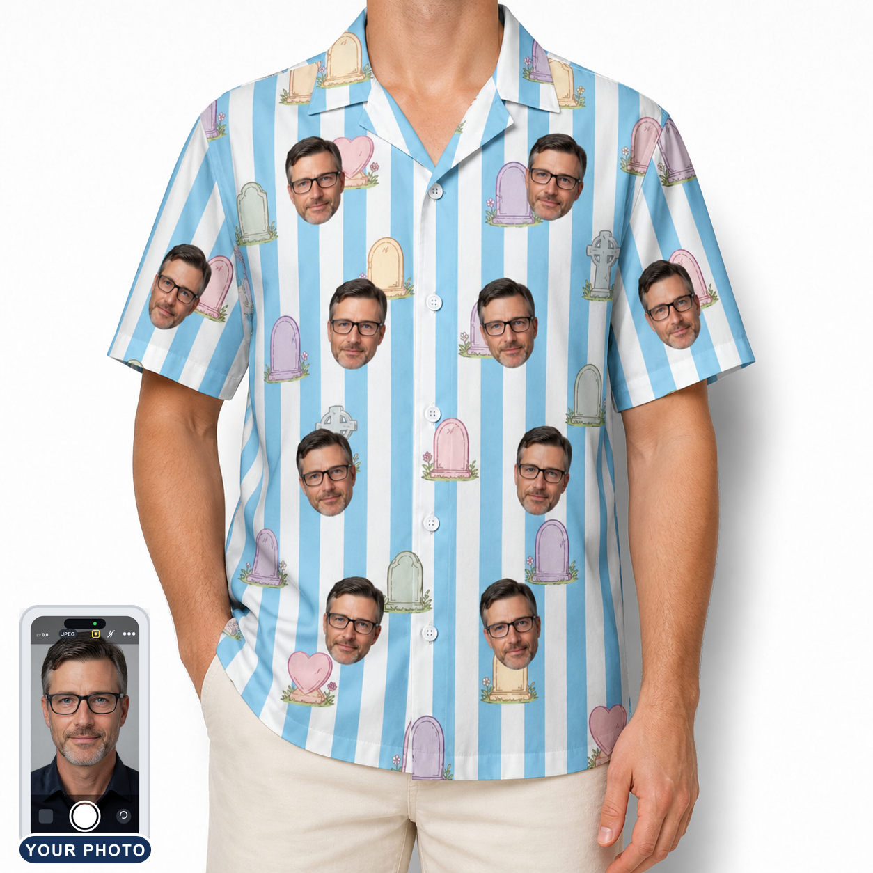 Men's Mausoleum Mirth Custom Face Hawaiian Shirt
